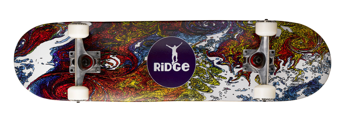 Skateboard Complet Rookie - Deck érable 7 Plis - Trucks Aluminium - Roues PU - Flamme Bleue