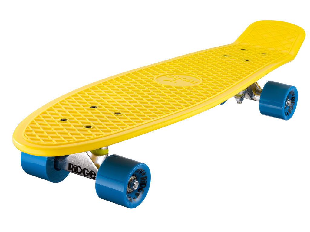 Ridge 27 Big Brother Mini Cruiser complete board skateboard in yellow with 12 wheel options