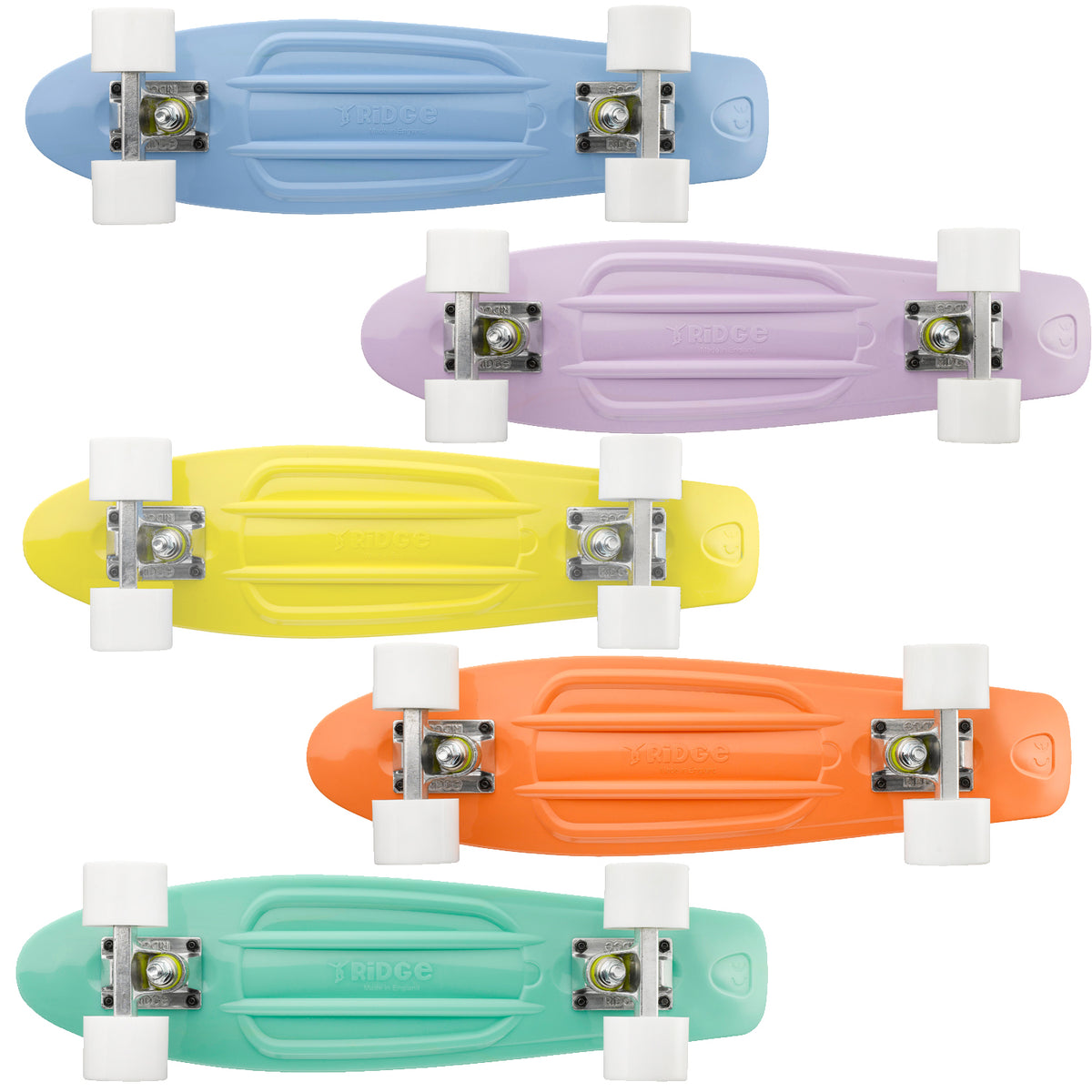 Small Ridge Penny board in Pastel colours including mint, rose, lemon ...